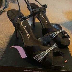 Dressy black luster heels